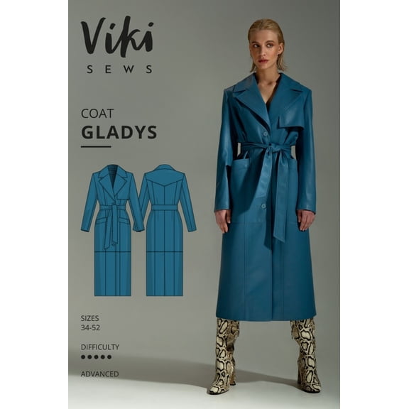 Vikisews Sewing Pattern Gladys Coat Women UK 4-22 Coats