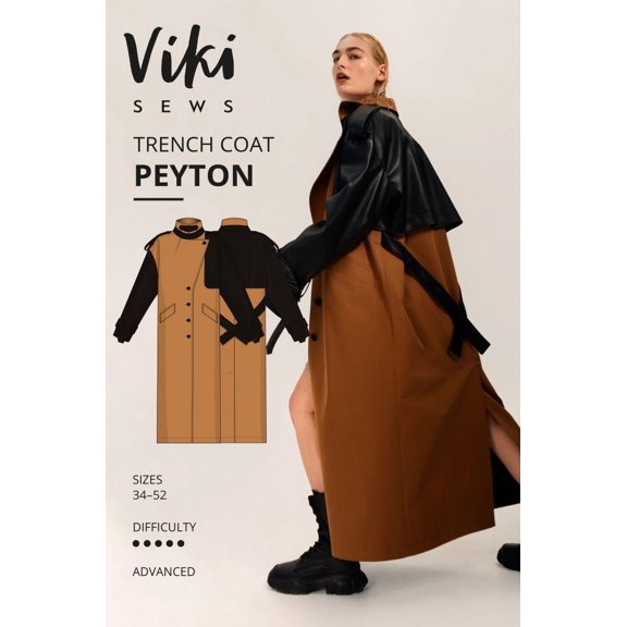 Vikisews Sewing Pattern Peyton Trench Coat Women UK 4-22 Coats