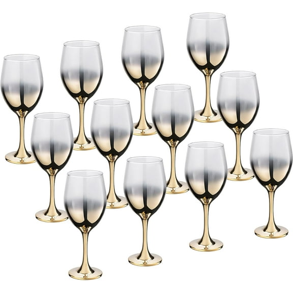 Vikko 11.5 Oz Wine Glasses Decorative Gold Ombre 12-Pc Glassware Set for Red & White Wine