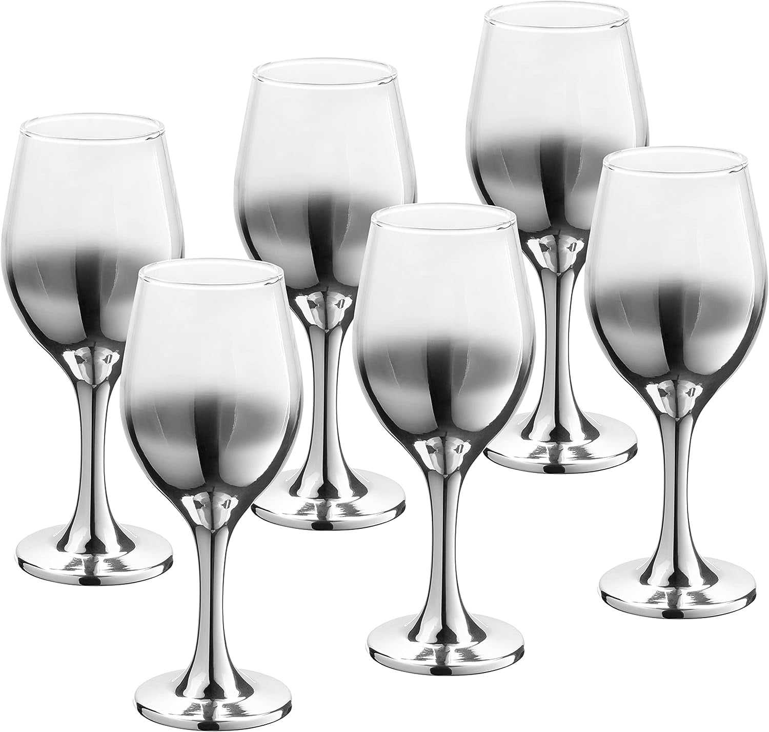 Vikko 11.5 Oz Wine Glasses Decorative Silver Ombre 6Pc Glassware Set