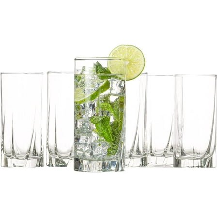 Vikko 12 Oz Drinking Glasses Iced Tea & Highball Glasses 6-Pc Drinkware Glass Set