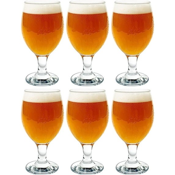 Vikko 13.5 oz Belgian Beer Glasses for Craft Brews Durable Water Goblets, Set of 6