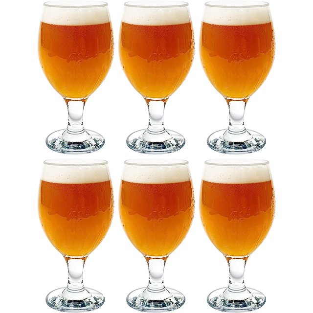 Vikko Belgian Beer Glasses, 13.5 Oz, Shaped Stemmed Craft Brew Goblets