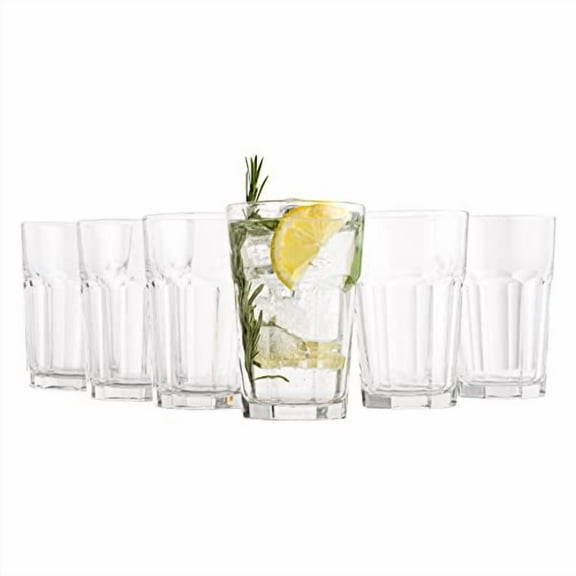 Vikko 14 Oz Drinking Glasses Highball Kitchen Glassware Iced Tea Glass Cups, 6-Pack