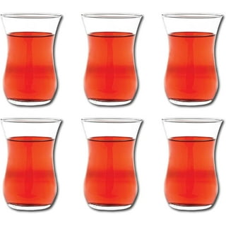  Glass Coffee Mugs for Hot Beverages with Handle, 7 ½ Ounce Hot  or Cold Drinks, Glass Tea Cup, Turkish Tea Glasses, Set of 6, : Home &  Kitchen