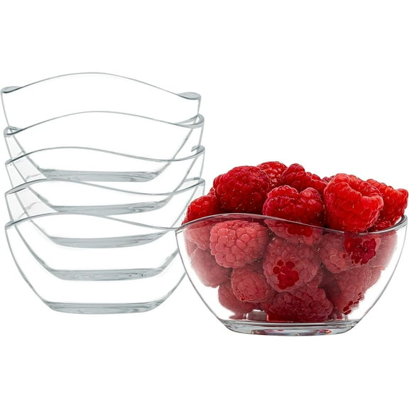 Vikko 7 Oz Dessert Bowls 6-Pc Clear Decorative Bowl Glass Dinnerware Set