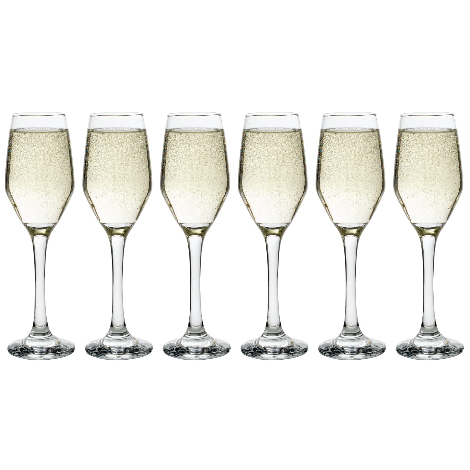 Yaschmo Elegant Tall Champagne Flutes | Modern Hourglass Design, Set Of 4 Clear Glass Flutes