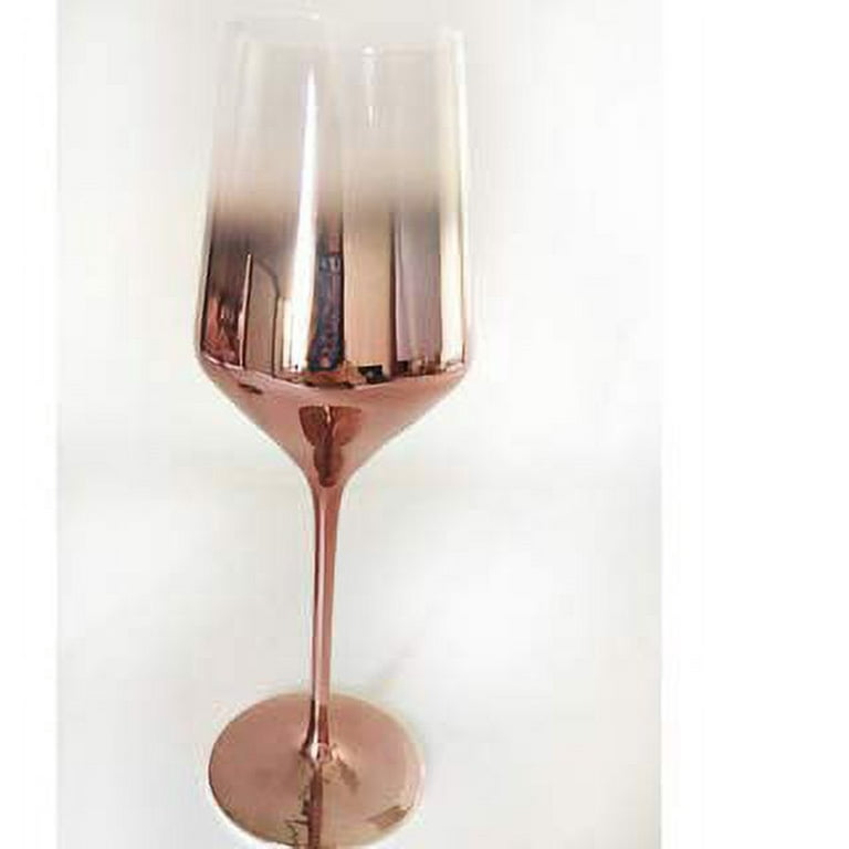 9 oz Elegance Party Champagne Flute Ombre Rose Gold Stemware Glasses, Set  of 4