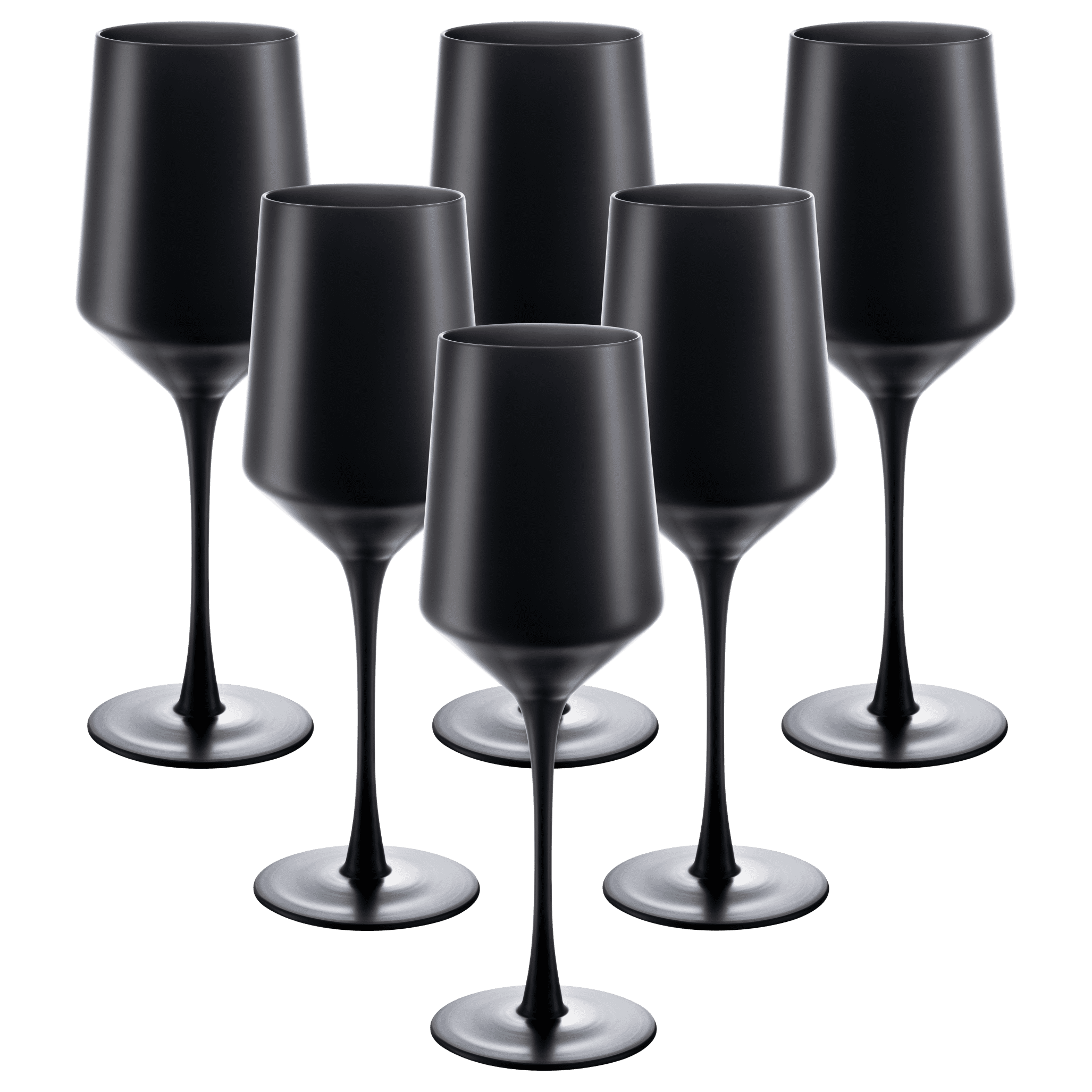 Vikko Décor Matte Black Wine Glasses | Thin, Handblown Glass – Tall, Elegant Stem – Dishwasher Safe – 11 Ounce Cup – Set of 6 Stunning Wine Glasses – 8.6” x 2.4”