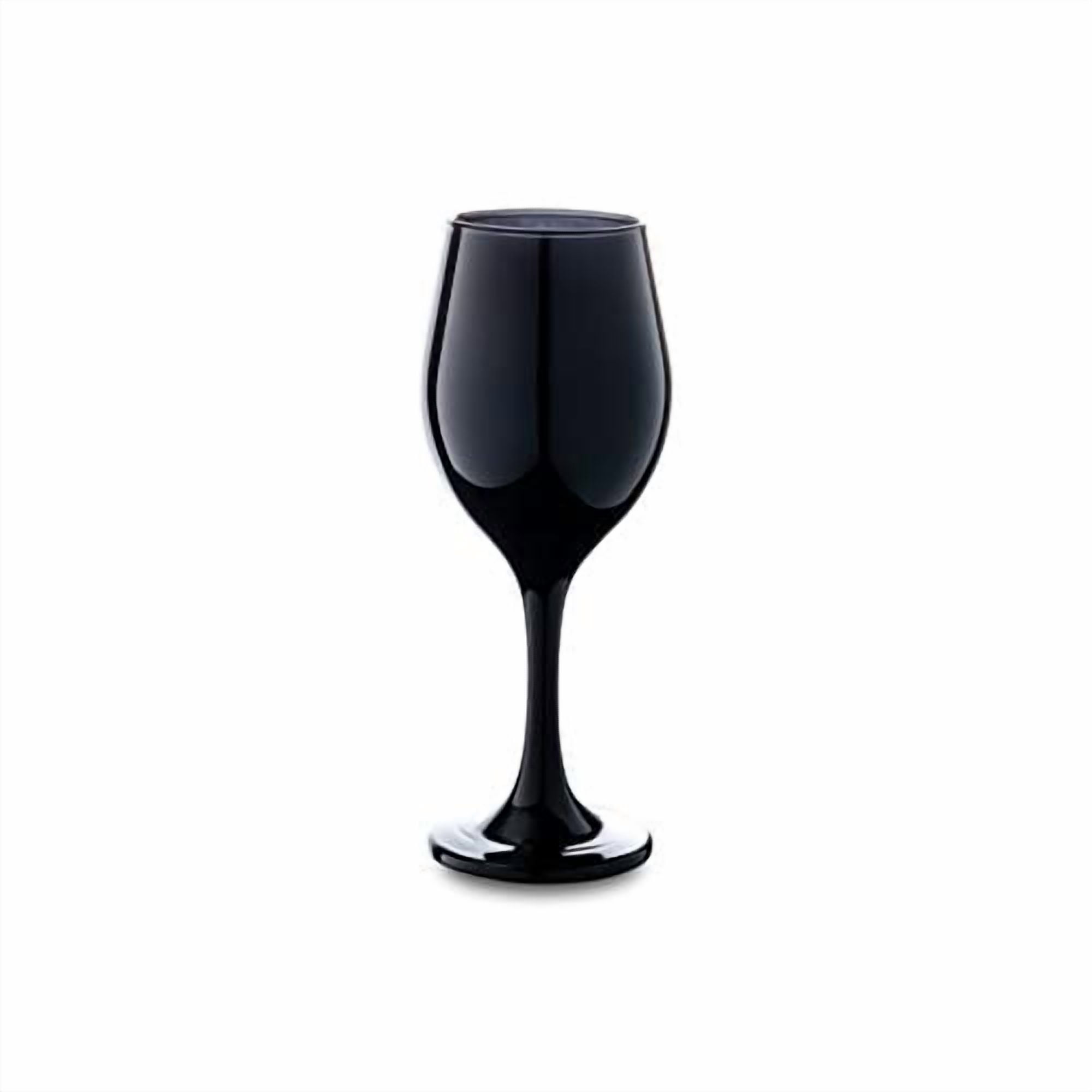 Vikko Dcor Glossy Black Colored Red Wine Glasses | Beautiful Unique Glasses  Thick and Durable  Dishwasher Safe  11 Ounce Cup  Set of 12 Wine Glasses  7.9 x 2.4