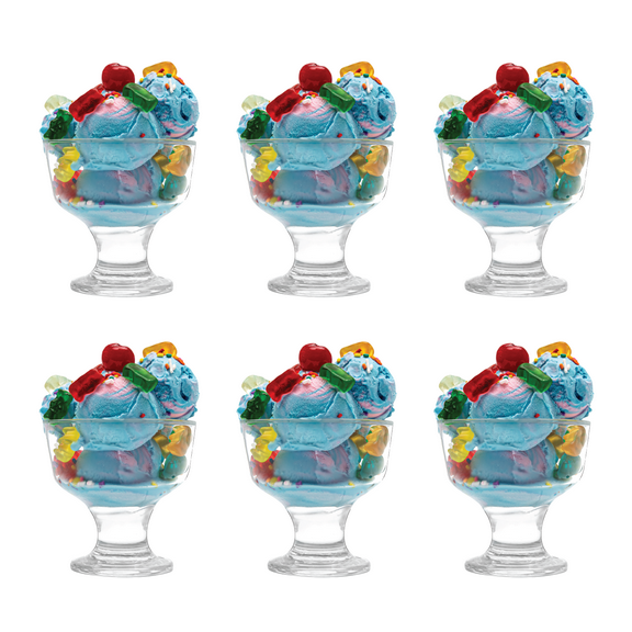 Vikko Dessert Bowls, 7 Ounce Ice Cream Sundae Bowls, Set of 6 Footed Dessert Cup For Ices, Pudding, Fruit, and More, Dishwasher Safe