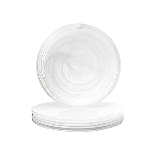 Vikko Dinner Plates, Set of 6 White Alabaster Plates, 11