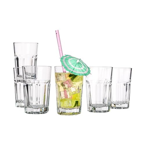 Vikko Drinking Glasses, Set of 6 Juice Glasses 9 Oz, Thick and Sturdy Kitchen Glasses, Dishwasher Safe Highball Glass Tumbler, Heavy Duty Cups, Water Glasses