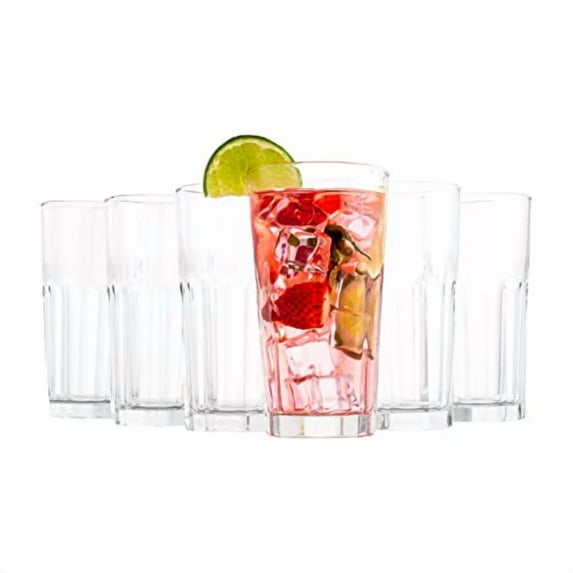 Vikko Drinking Glasses Set of 6 Highball Glass Dishwasher Safe Drinkware, 9.5 Oz.