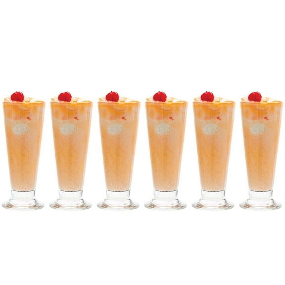 Vikko Footed Ice Cream Cups, 6.3 Ounce Milkshake Glasses, Thick and Durable Dessert Cups For Floats, Shakes, and Sundaes, Set of 6 Ice Cream Cups