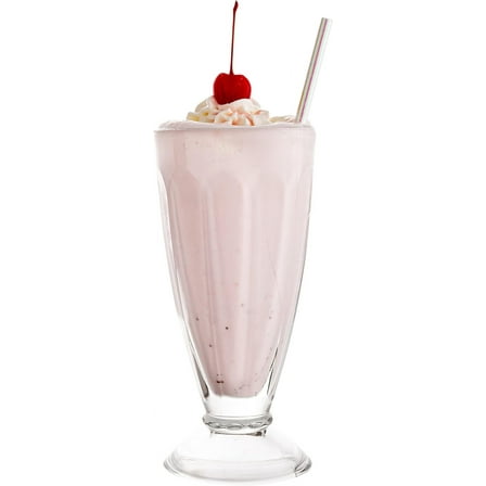 Vikko Ice Cream Glasses 11.5 Oz Retro Milkshake Glasses for Floats, Sundaes, and Dessert 12pk