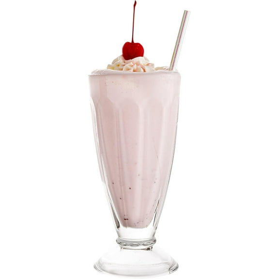 Vikko Ice Cream Glasses 11.5 Oz Retro Milkshake Glasses for Floats, Sundaes, and Dessert 12pk