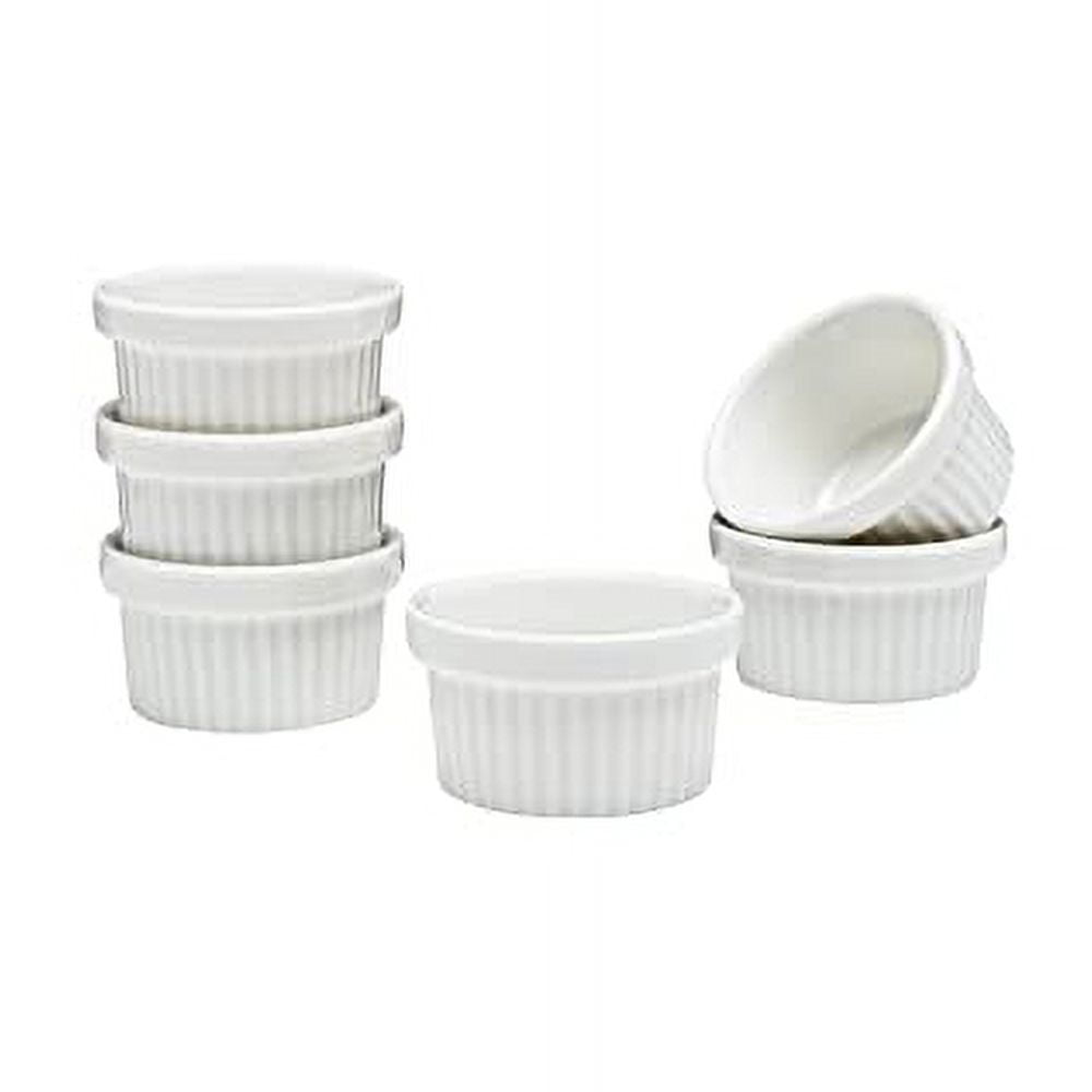 Vikko Mini White Ramekin, Pack of 6 Fine Porcelain Mini Ramekins ...