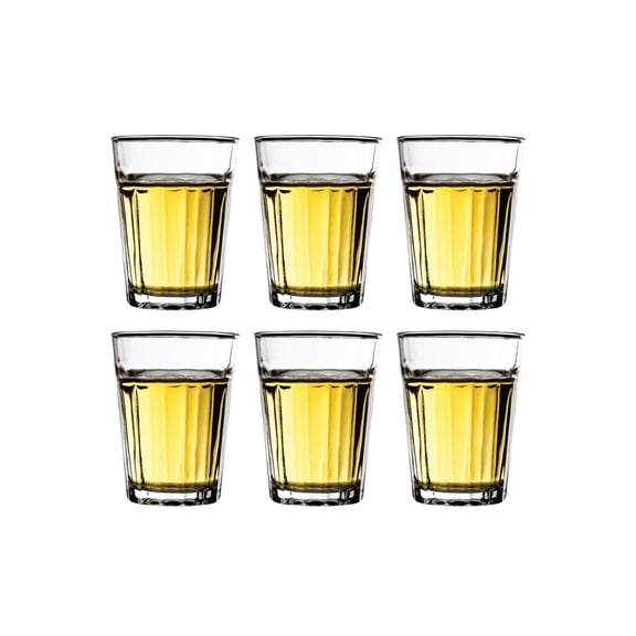 Vikko Small 3.75 Ounce Drinking Glasses | Thick and Durable Construction  Great for Children, Tasting, and Small Portions  Dishwasher Safe  Set of 6 Mini Clear Glass Tumblers  3.2 x 2.4