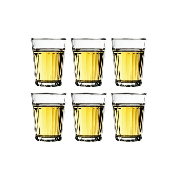 Vikko Small 3.75 Ounce Drinking Glasses | Thick and Durable Construction Great for Children, Tasting, and Small Portions Dishwasher Safe Set of 6 Mini Clear Glass Tumblers 3.2 x 2.4