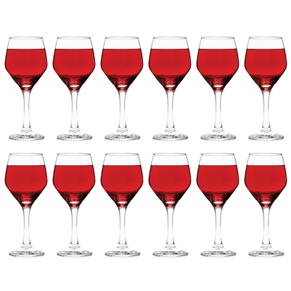 Vikko Small Wine Glasses, 8.75 Ounce Wine Glass, Set of 12 Stemmed Wine Glasses for Red and White Wine, Thick and Durable Wine Glasses, Clear Glasses for Wine