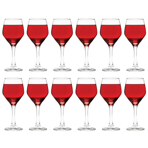 Vikko Small Wine Glasses, 8.75 Ounce Wine Glass, Set of 12 Stemmed Wine Glasses for Red and White Wine, Thick and Durable Wine Glasses, Clear Glasses for Wine