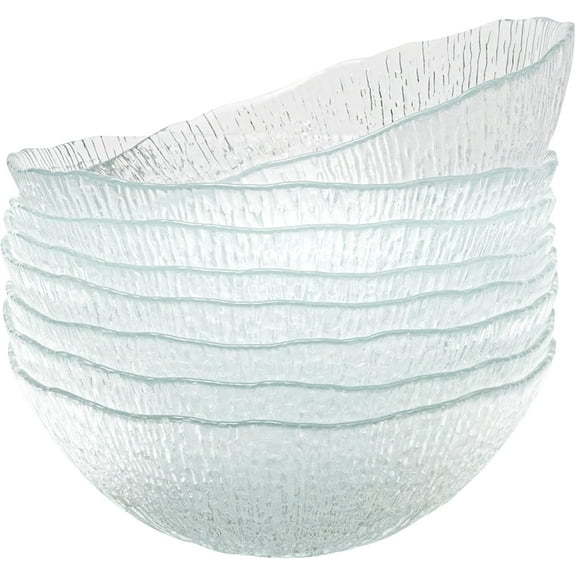 Vikko Soup Bowls, 6.5 Inch Salad Bowls, Glass Soup Bowls, Elegant Textured Glass Bowls, Set of 6, Dishwasher Safe