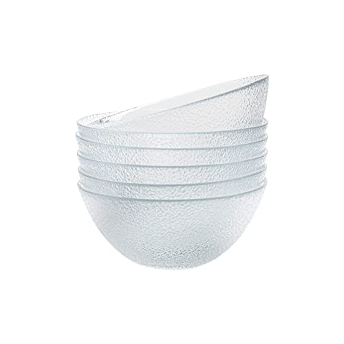 Vikko Soup Bowls, 6.5 Inch Salad Bowls, Glass Soup Bowls, Elegant Textured Glass Bowls, Set of 6, Dishwasher Safe