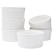 Vikko White Ramekin, Set of 6 Fine Porcelain Ramekins, Stackable 4 Inch Bowls, 7 Ounce Dips Dish, Dishwasher Safe