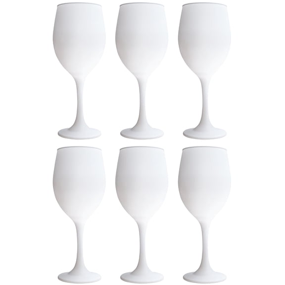 Vikko White Wine Glasses, 14 Ounce Wine Glass, Set of 6 Matte White Stemmed Wine Glasses for Red and White Wine, Thick and Durable Wine Glasses