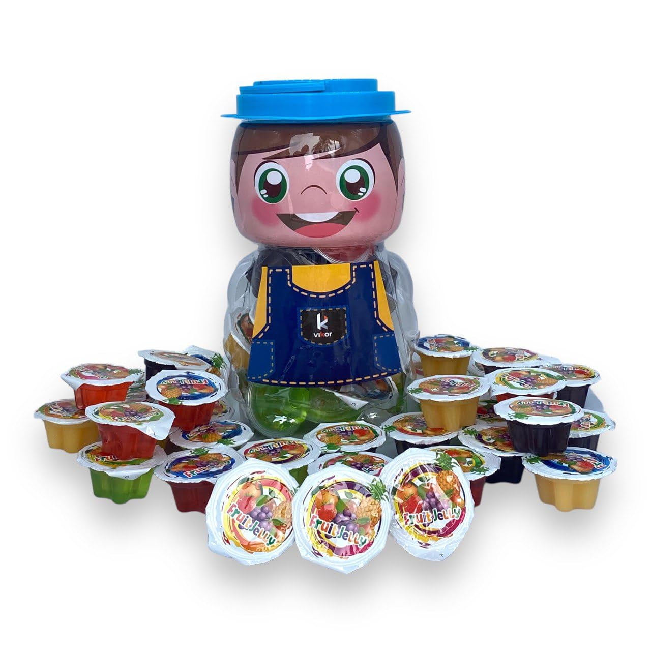 Vikor Fruit Snack Jelly Fruits - Jelly Snack Assorted Snacks Fruit Jelly Candy jelly Fruits TikTok Candy Mixed Fruit Jelly Jello Fruit Candy Bites Jelly Cups Strawberry Apple Grape Mango Blue