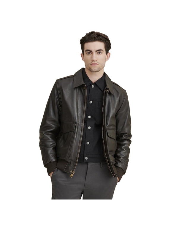 Vikram Bomber With Shearling Collar Leather Jacket