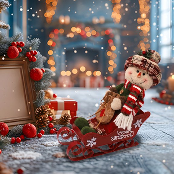Vikszoy Plush Toy Pillow Christmas Decorations, Sled Carts Snowmen Dolls Christmas Home Decorations, Children's Toys Gifts for Family Friend and Children