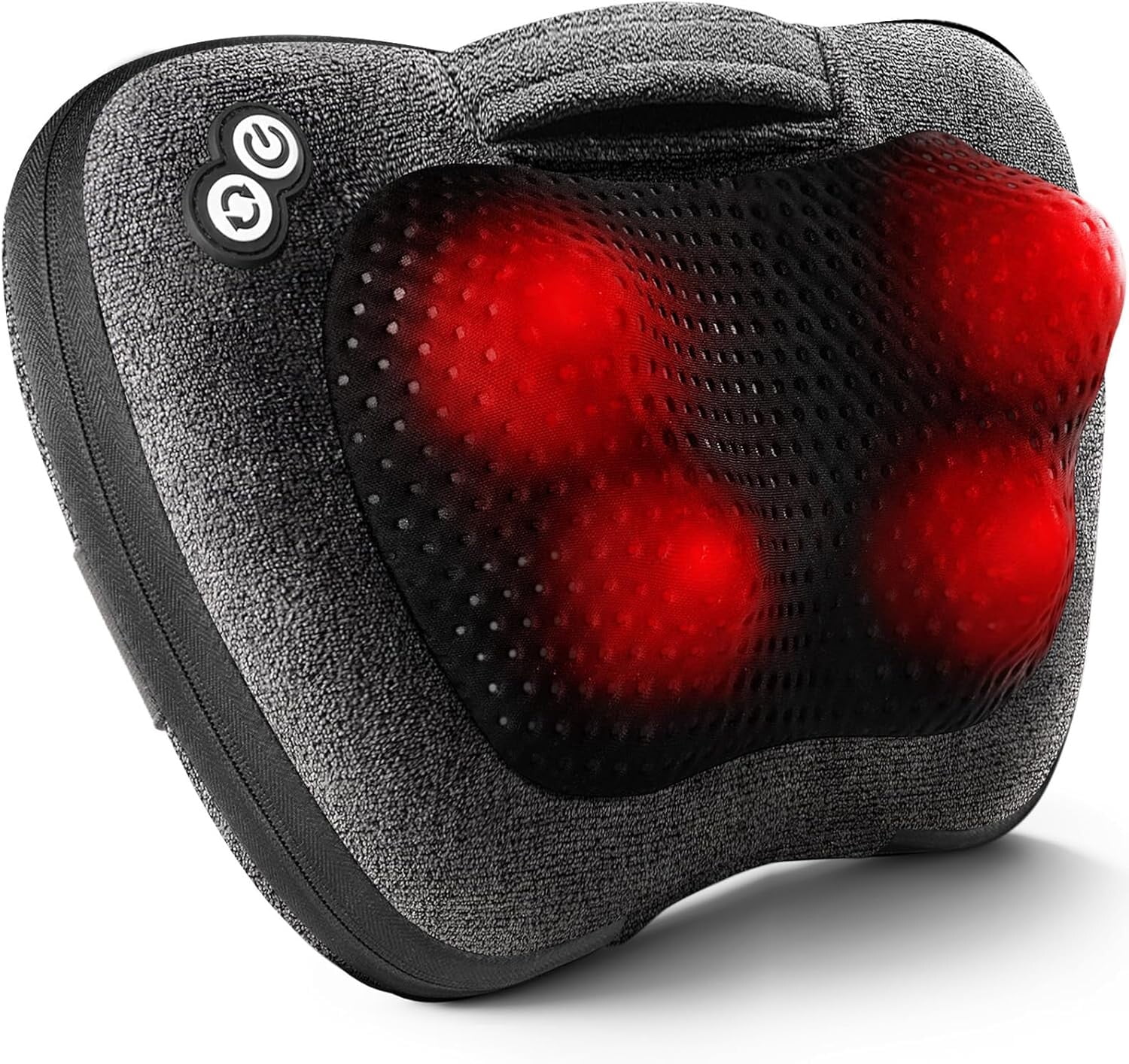 Viktor Jurgen Shiatsu Kneading Massager Pillow for Neck, Back and Shoulder with Heat, Micro Grey