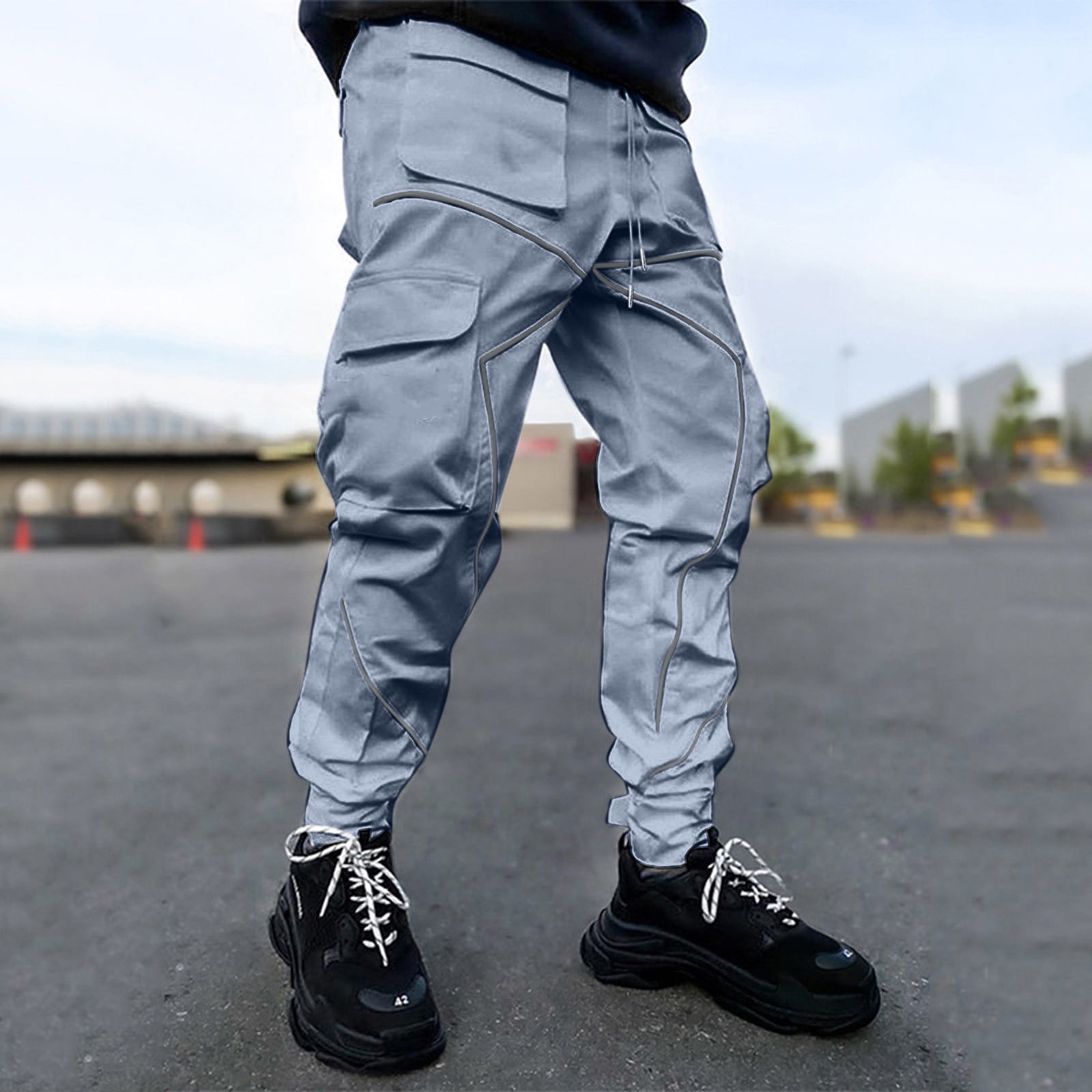 Cargo Pants Men Streetwear Hip Hop Pants Mens Joggers Pants Casual Ankle  Length Trousers Elastic Waist - Walmart.com