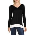 thumbnail image 1 of Vila Milano Womens Ribbed Trim Mock Layer Sweater, 1 of 1