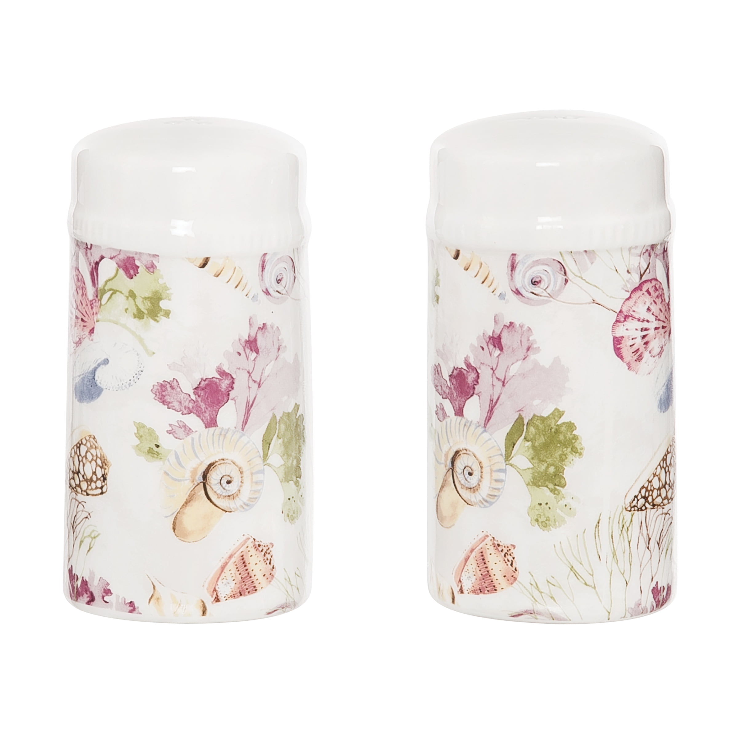 Vilano Bay Coastal Watercolor Stoneware Salt and Pepper Shakers