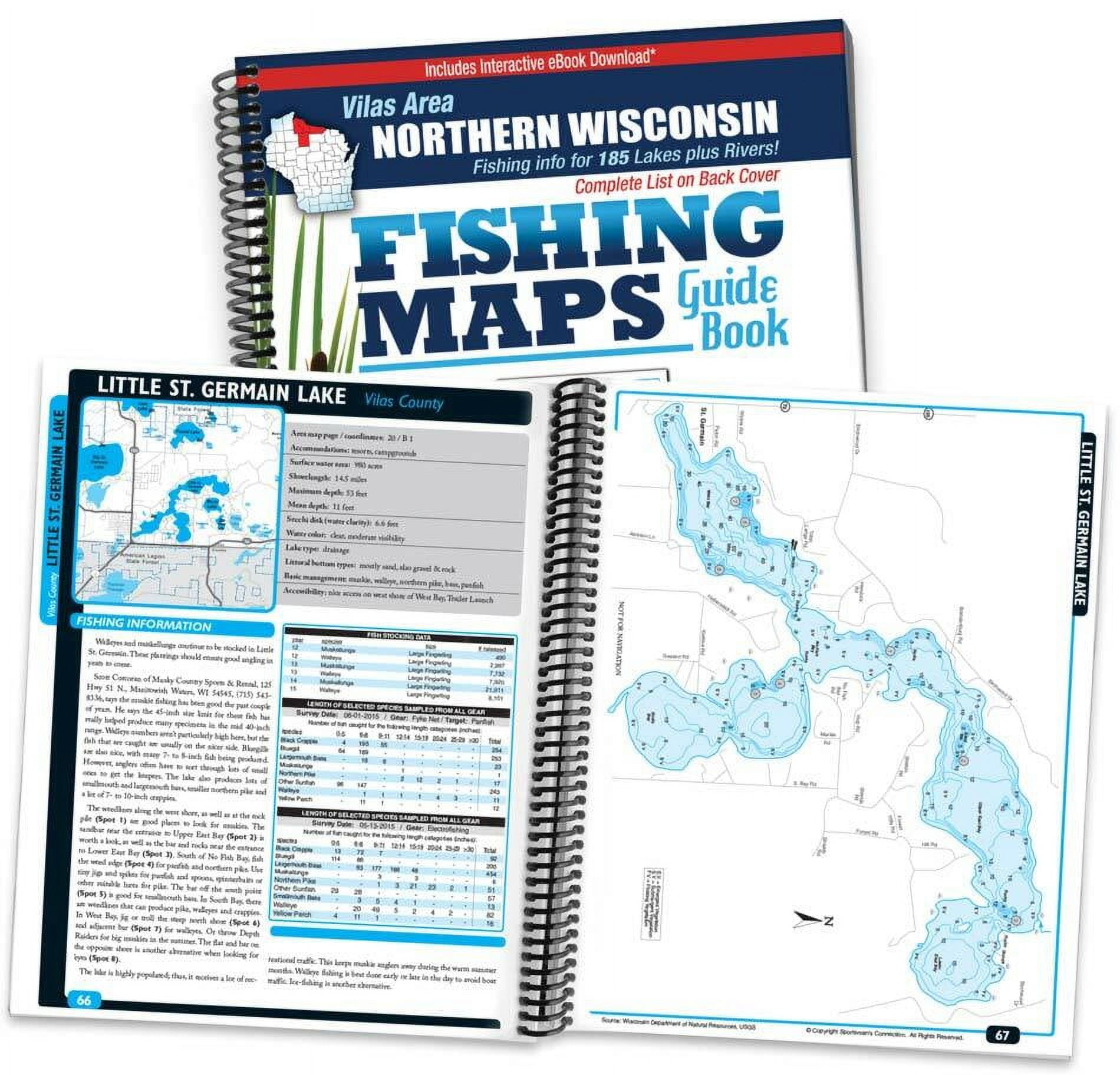 Vilas County Area Wisconsin Fishing Map Guide Book by Sportsman's
