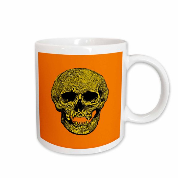 3drose, Vile Grungy Cranium Art in Bright Yellow Colors, 15oz Mug