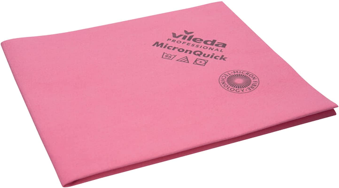 Vileda Professional MicronQuick Microfiber Wipe – Pack of 5 Cleaning Cloth  for Pre-Preparation Methods – Lint Free and Improved Wear (Red) Resistance  - Streak Free Surface Cleaning 
