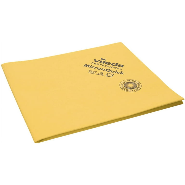Vileda Professional MicronQuick Microfiber Wipe – Pack of 5 Cleaning Cloth  for Pre-Preparation Methods – Lint Free and Improved Wear (Yellow)  Resistance - Streak Free Surface Cleaning 