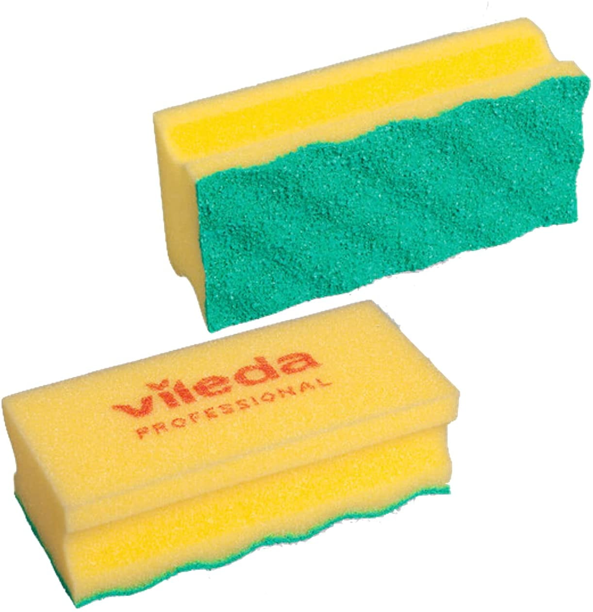 Vileda Professional PurActive Cleaning Supplies – Pack of 10 Soft Touch  Scourer for Hard Surfaces – Ergonomic and Soft to The Hand Scourer with  Handle – Easily Lifts Grease and Grime (Yellow) 