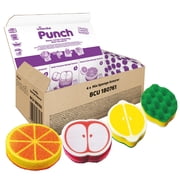 Vileda Punch Fruit-Shaped Sponge Scourers, 4 Pack, Lemon x2, Orange & Apple