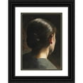 thumbnail image 1 of Vilhelm Hammershøi 14x18 Black Ornate Wood Framed Double Matted Museum Art Print Titled - Portrait of the Artist's Sister Anna Hammershoi Seen from Behind, 1 of 5