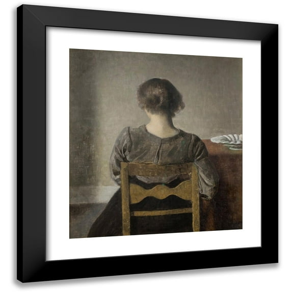 Vilhelm Hammershøi 15x16 Black Modern Framed Museum Art Print Titled - Rest (1905)