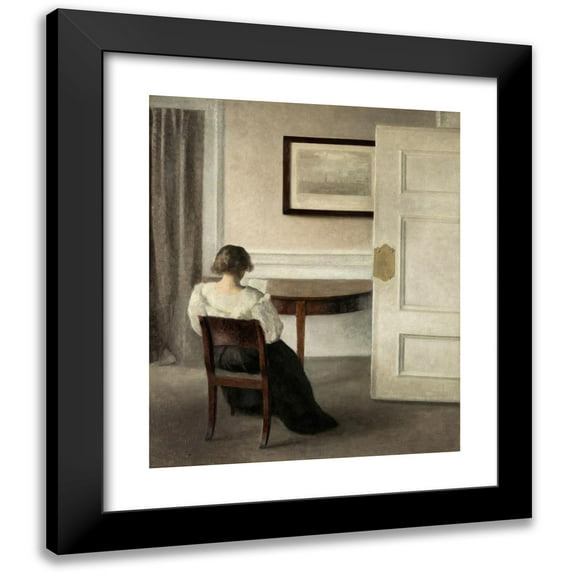 Vilhelm Hammershøi 20x24 Black Modern Framed Museum Art Print Titled - Interior (About 1899)