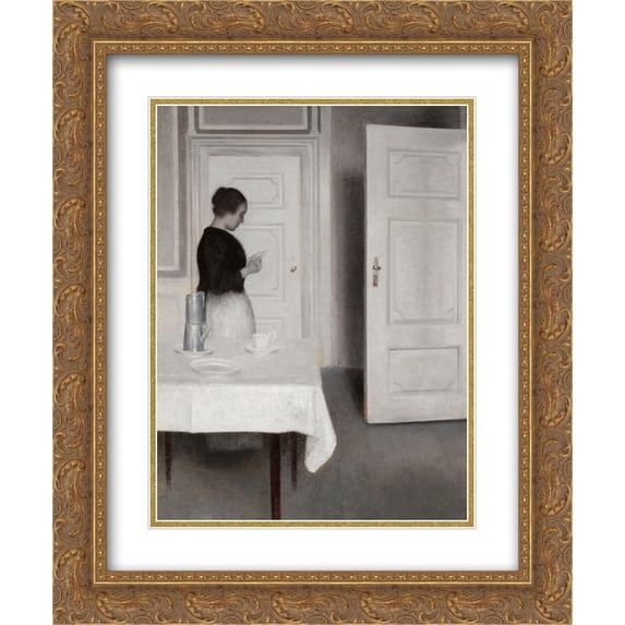 Vilhelm Hammershoi 2x Matted 20x24 Gold Ornate Framed Art Print 'Ida Reading a Letter'
