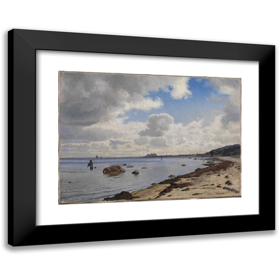 Vilhelm Kyhn 24x19 Black Modern Framed Museum Art Print Titled - The North Coast of Zealand Overlooking Kronborg (1880)