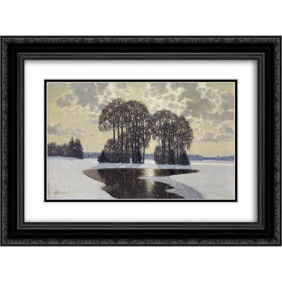 Vilhelms Purvitis 2x Matted 24x20 Black Ornate Framed Art Print 'Winter'