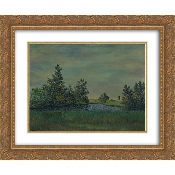 Vilho Lampi 2x Matted 24x20 Gold Ornate Framed Art Print 'Landscape from Liminka'